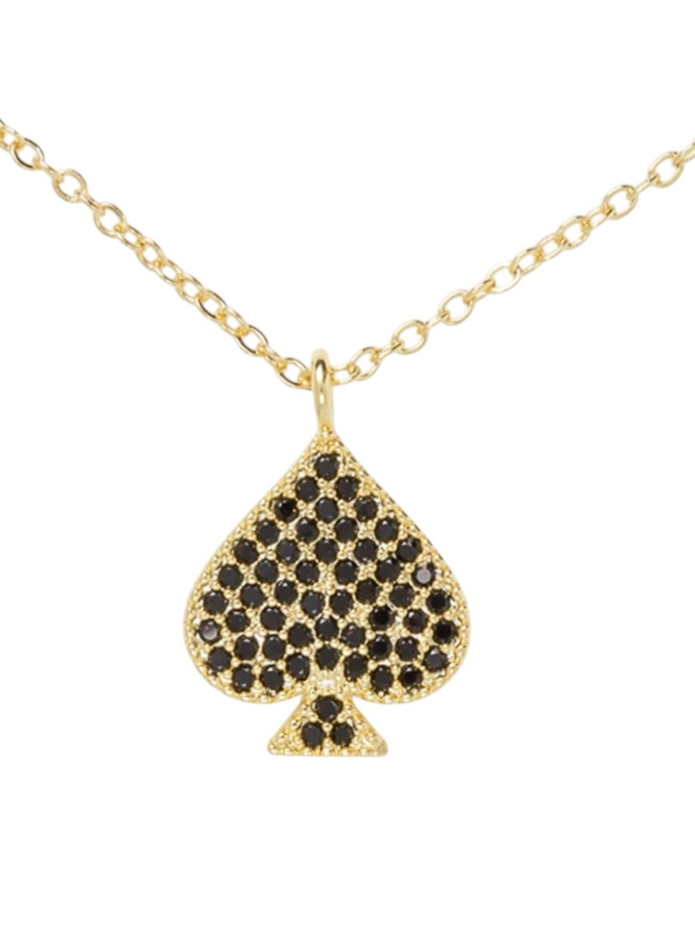 Amanda Blu Black Spade Cubic Zirconia Rhinestone 18K Dipped Gold Necklace